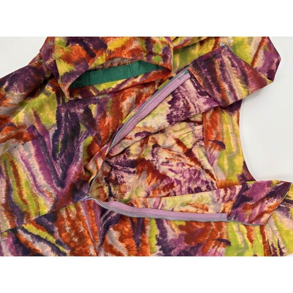 Vintage 60s 70s Tie Dye Midi Dress Psychedelic Boho Hippie Handmade Size S - Picture 7 of 10